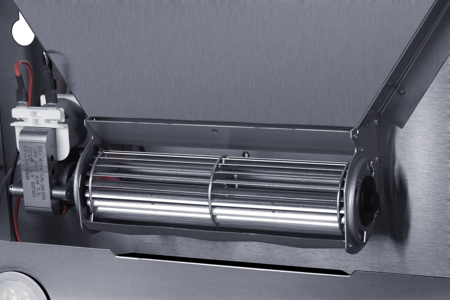 20 inch wide under cabinet retractable range hood for ductless use in stainless steel, made in the USA